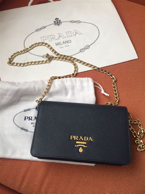 prada bag with chain and pouch